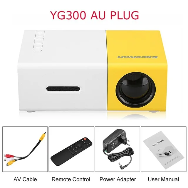 YG300 AU PLUG YG300 светодиодный портативный проектор 500LM 3,5 мм 320x240 пикселей HDMI USB Мини проектор домашний медиаплеер Поддержка 1080p - Цвет: YG300 AU PLUG