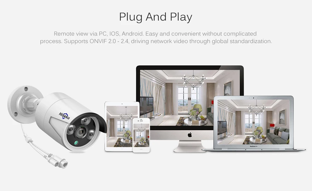 Hiseeu 1080 P POE мини ip-камера 2.0MP ONVIF P2P IP66 Водонепроницаемая наружная Обнаружение движения Домашняя безопасность видеонаблюдение