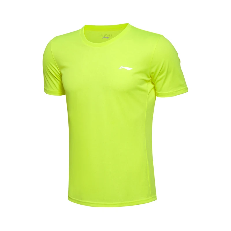 Li-Ning Мужская Беговая серия футболка полиэстер короткий рукав круглый вырез Досуг подкладка Спортивная футболка ATSL053