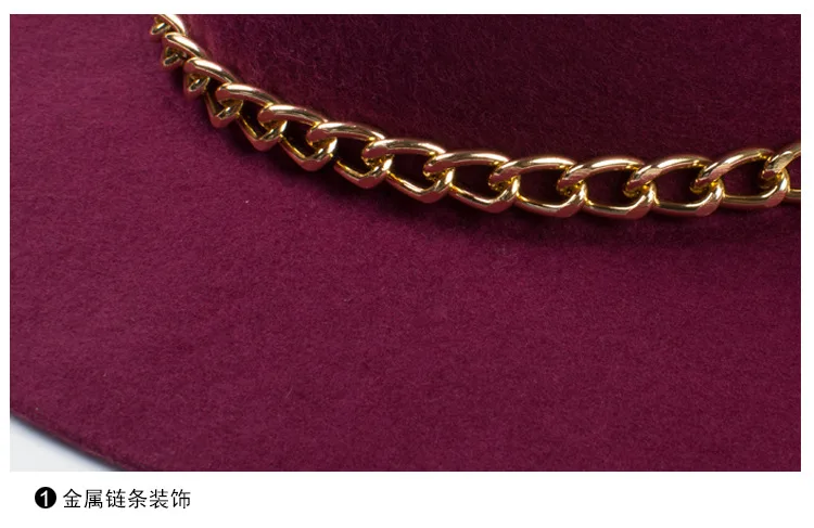 2015 Новая модная женская 100% шерсть черная бордовая красная широкополая