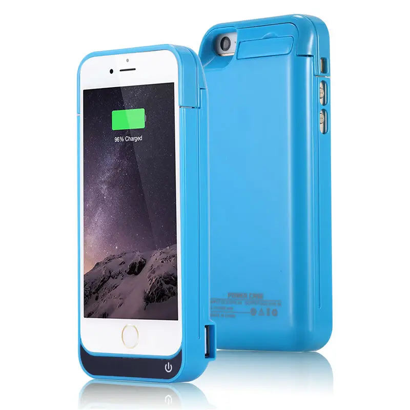 Синий 4200 мА/ч 5S чехол для зарядного устройства для iPhone 5C 5 5S SE USB внешний аккумулятор с подставкой Чехол для внешнего аккумулятора запасная зарядка задняя крышка - Цвет: Синий