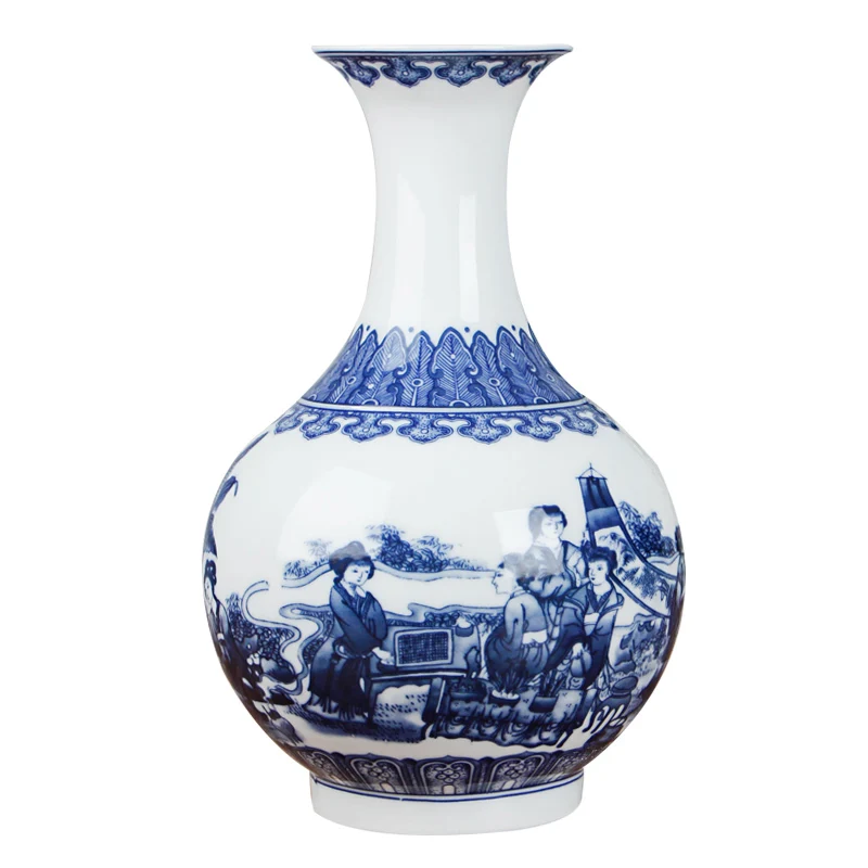 Classic Chinese Blue And White Ceramic Vase Ancient Tabletop Porcelain Flower Vase For Hotel Dining Room wedding Decoration - Цвет: B