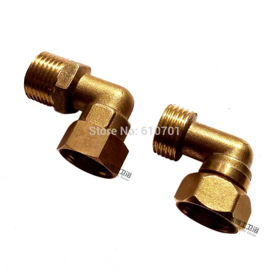 2 шт. DN15 1/" Мужской х 1/2" Женский или DN20 3/" Мужской х 3/4" Женский DN25 " x 1" поворотный латунь/Никель покрытием Локоть Фитинг для водопроводной трубы