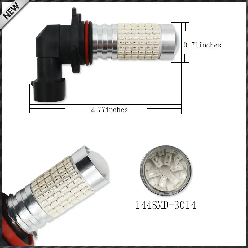 2pcs Brilliant Red 144-SMD-3014 High Power 9005 HB3 9145 H10 LED Bulbs For car Beam/Daytime Running Lights/Fog Lamps | Автомобили и
