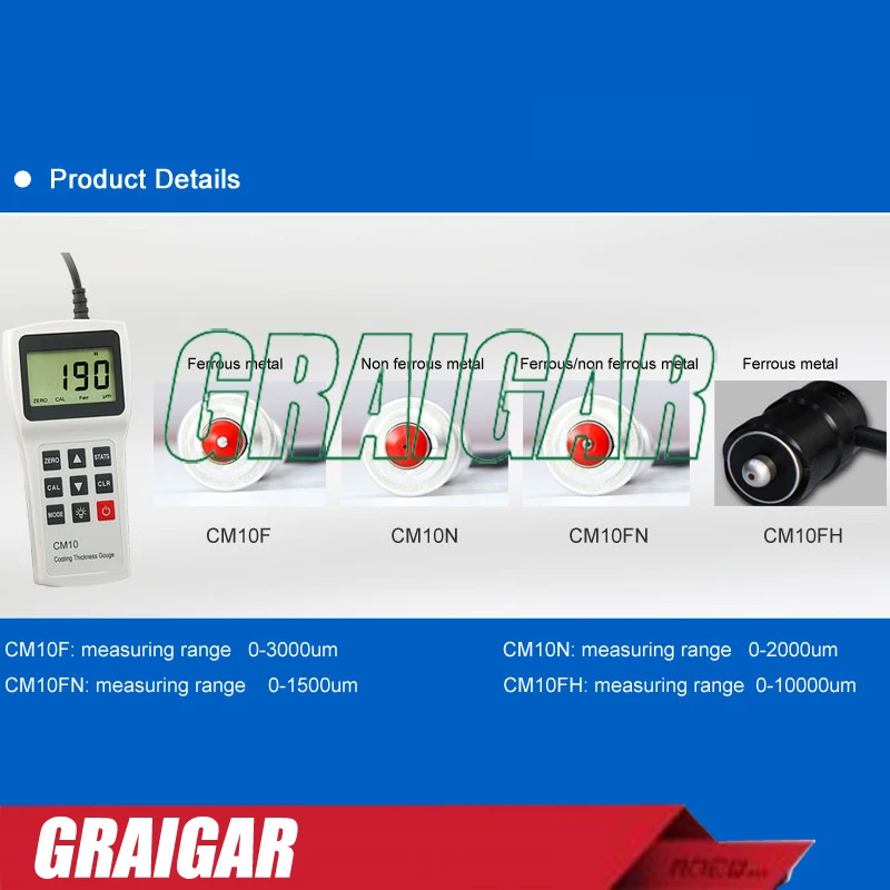 

CM10N Coating Thickness Gauge Meter 0-2000um