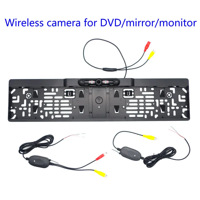 Wireless DVD camera Проводная/Беспроводная Автомобильная камера заднего вида, резервная камера заднего вида, Европейская Рамка для номерного знака с ИК-светильник - Название цвета: Wireless DVD camera