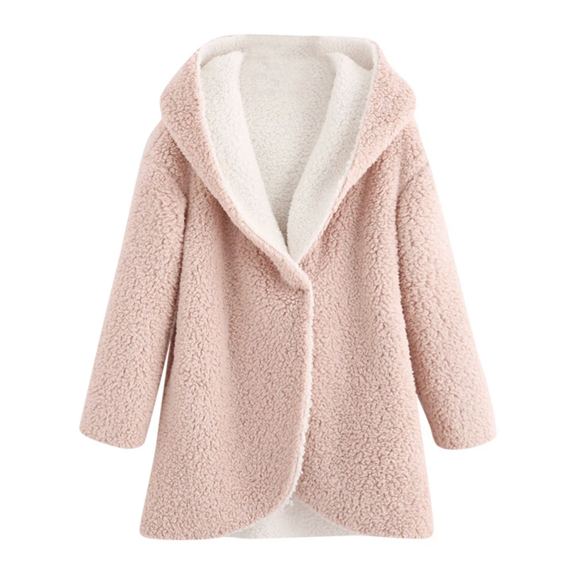 Autumn Winter Faux Fur Jacket Women Solid Fleece Sherpa Hooded Coat Long Sleeve Open Stitch Cardigan Jackets Outwear | Женская одежда
