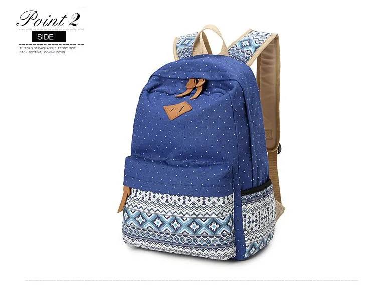 Fashion Women Backpack for School Teenagers Girls Vintage Stylish Ladies Bag Backpack Female Purple Dotted Printing School Bags