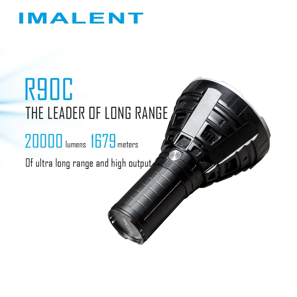 IMALENT R90C прожектор 9* CREE XHP35 HI LEDs max 20000 ручной фонарь длиной 1679 м с аккумулятором