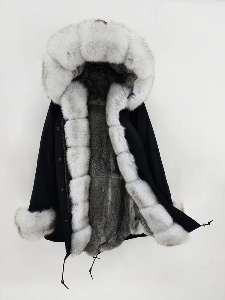 Rabbit fur liner A Mao KongLong парка зимняя куртка женские парки пальто из натурального меха натуральный мех енота капюшон Подкладка из натурального кроличьего меха Роскошная уличная одежда - Цвет: Rabbit fur liner A
