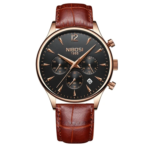 Leather 5 NIBOSI, мужские часы, золотые, нержавеющая сталь, водонепроницаемые, кварцевые часы, мужские брендовые роскошные часы, мужские спортивные наручные часы,, Saat - Цвет: Leather 5
