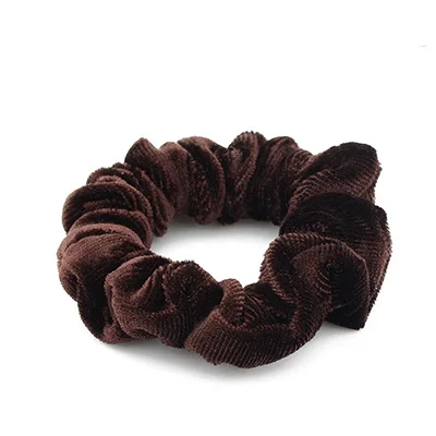 dark brown Новые модные женские однотонные тонкие коралловые флисовые мягкие эластичные резинки для волос с конским хвостом, бархатные резинки для волос, аксессуары для волос - Цвет: dark brown