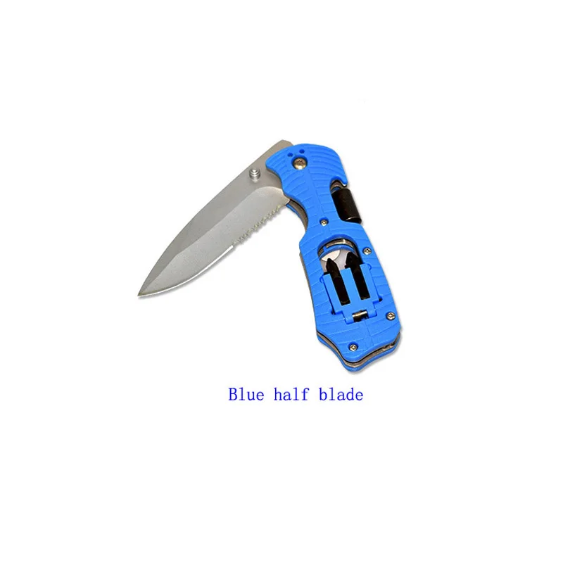 Blue half blade 1Pc Принадлежности для выживания на открытом воздухе, многофункциональный нож, складной нож, крестовая отвертка, тактический инструмент для кемпинга - Цвет: Blue half blade 1Pc