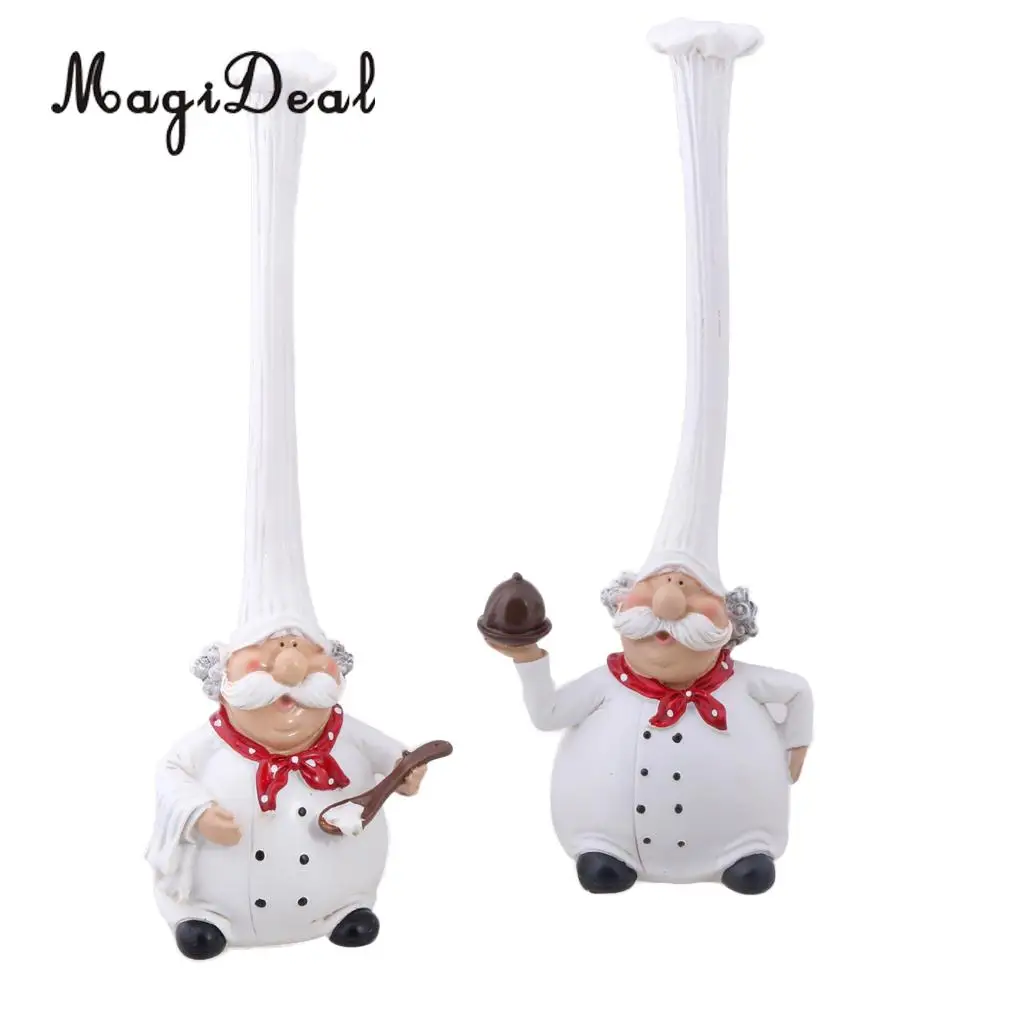 2pcs Italian Chef Figurines Kitchen Dining Bar Counter Top Decor Cooking Statue Collectible Housewarming Gift | Дом и сад