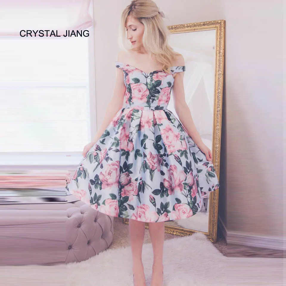 Новая мода 2018 Vestidos de fiesta largos elegantes gala короткое Колено Legnth цветочный халат с