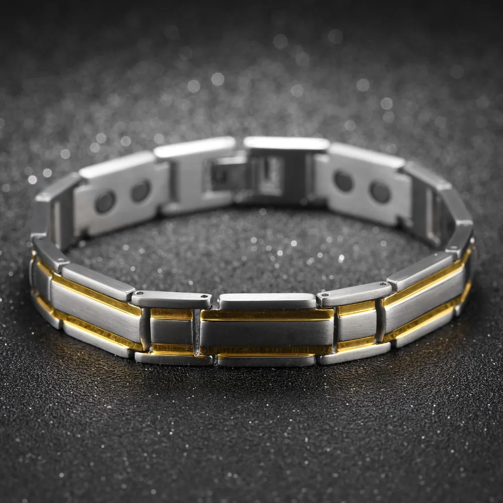 Мода магнитный камень человек звена цепи Браслеты Винтаж Нержавеющая сталь