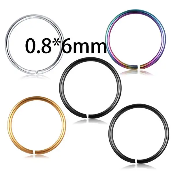 0.8-6mm TIANCIFBYJS из нержавеющей стали 20 г хрящевой обруч серьги на Козелок для женщин мужчин нос кольцо спираль перегородка кликер пирсинг ювелирные изделия для тела 1 шт - Окраска металла: 0.8-6mm