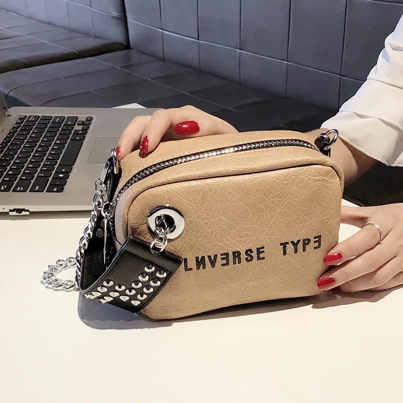 Хаки NIGEDU Luxury mini flap bag women chains Crossbody bag Fashion Designer rivet girls Handbag female Shoulder bag Clutch wallet - Цвет: Хаки
