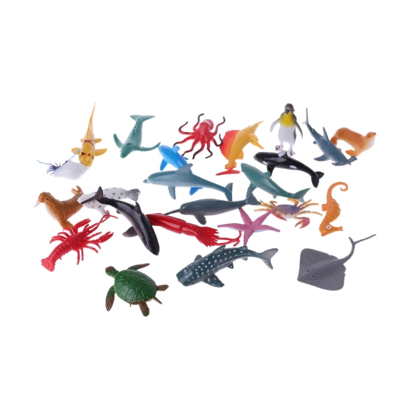 

New 24Pcs Ocean Animals Figure Dolphin Turtle Whale Model Toys Sea Creatures