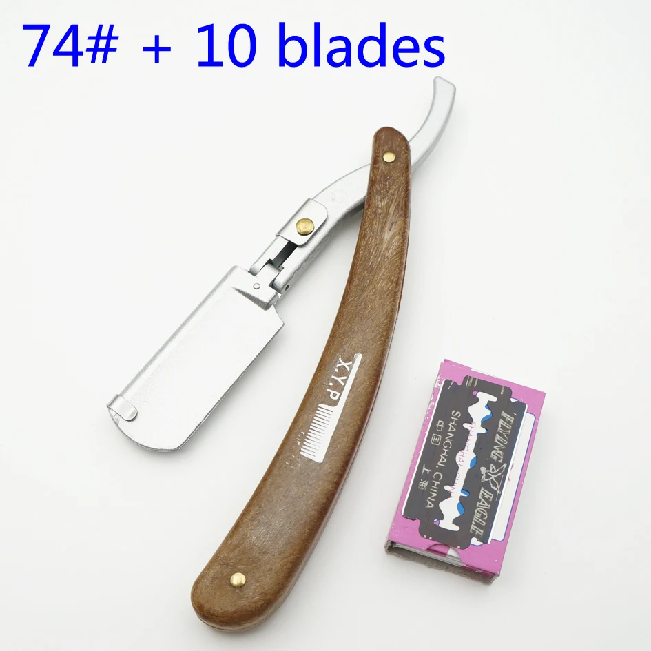 razor and blade Бритва для бритья с ручкой из розового дерева, Профессиональная парикмахерская Бритва для волос, косметический нож для бровей, Мужская бритва для бритья, высокое качество - Цвет: razor and blade