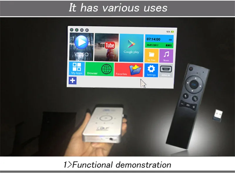 Карманный проектор 4k dlp mini C6 проектор 50 люмен Android 6,0 четырехъядерный двухдиапазонный wifi Bluetooth pico проектор