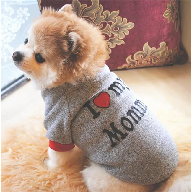 Свитер для собак, одежда для собак, Love My Daddy My Mommy, кофты для щенков, хлопковая теплая одежда для мопса, Осень-зима, костюмы для животных
