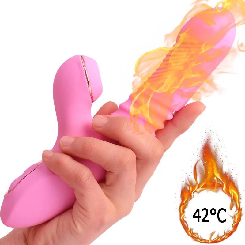Массажер для клитора с нагревом вибратор толкающий фаллоимитатор Женский