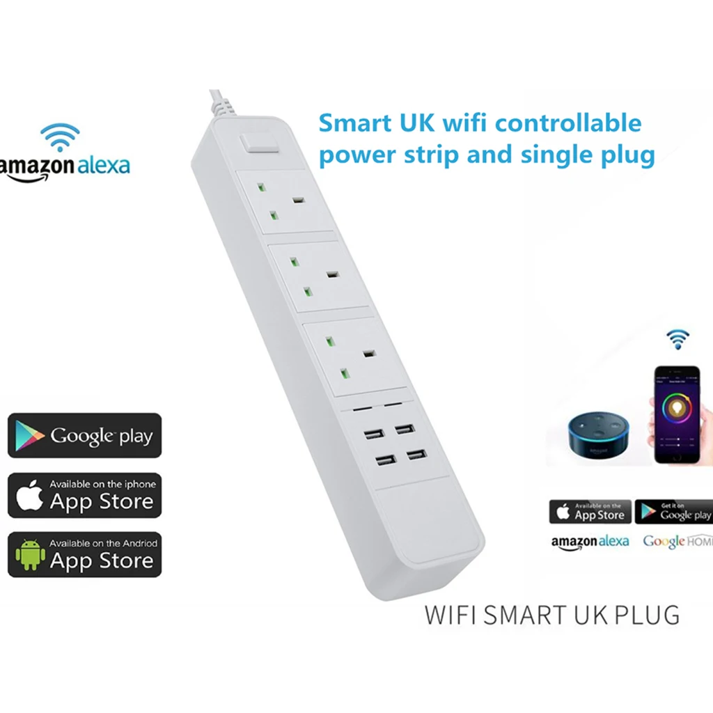 WiFi умная домашняя электронная розетка 3 розетки переменного тока Быстрая зарядка