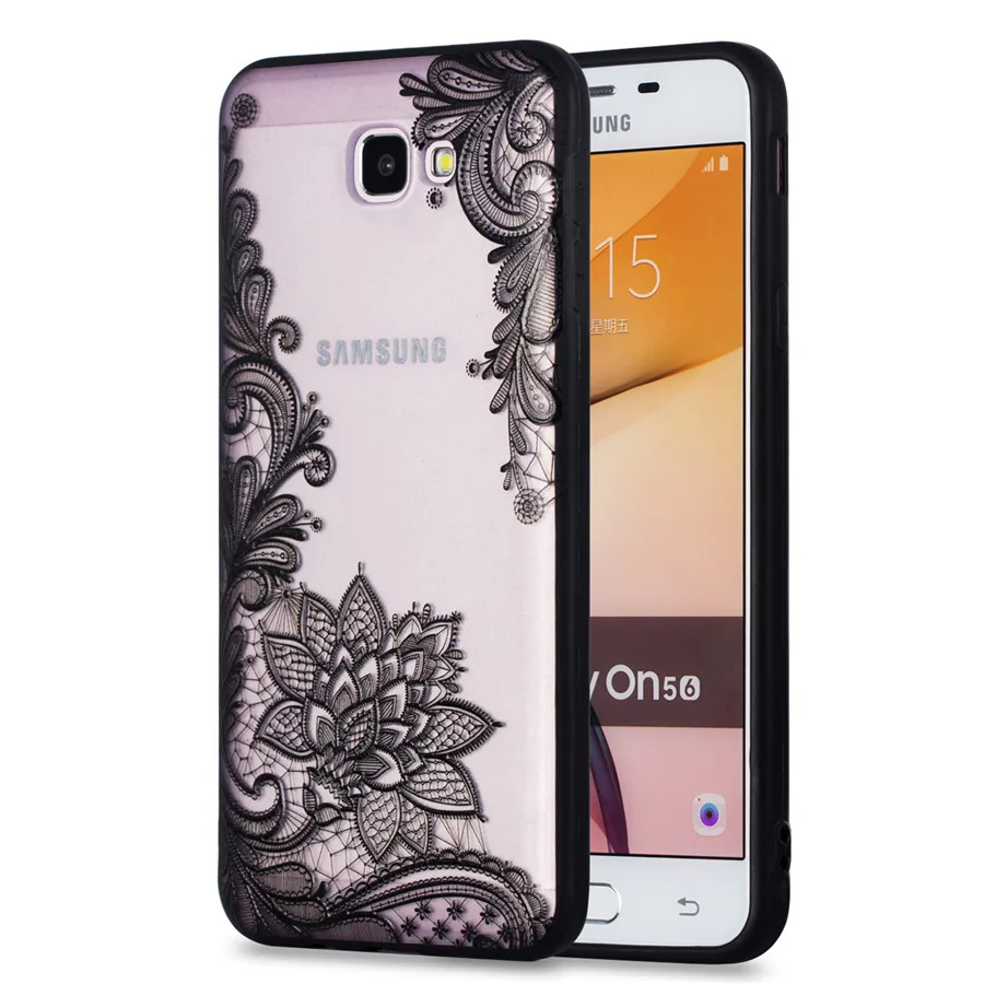 For Samsung Galaxy J5 Prime Case Transparent PC Lace embossed flower case Phone | Мобильные телефоны и аксессуары