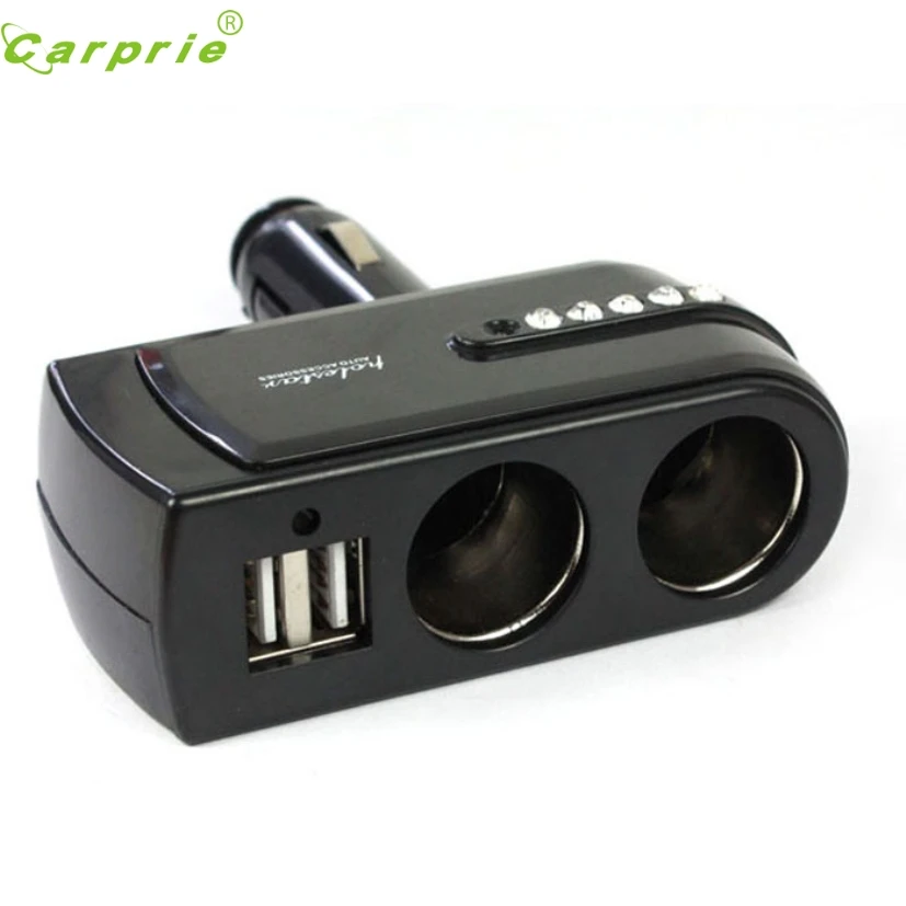 Новое поступление Горячая 2 USB зарядное устройство питания+ двойные розетки расширитель для автомобильного прикуривателя Разветвитель для Iphone gps jr19