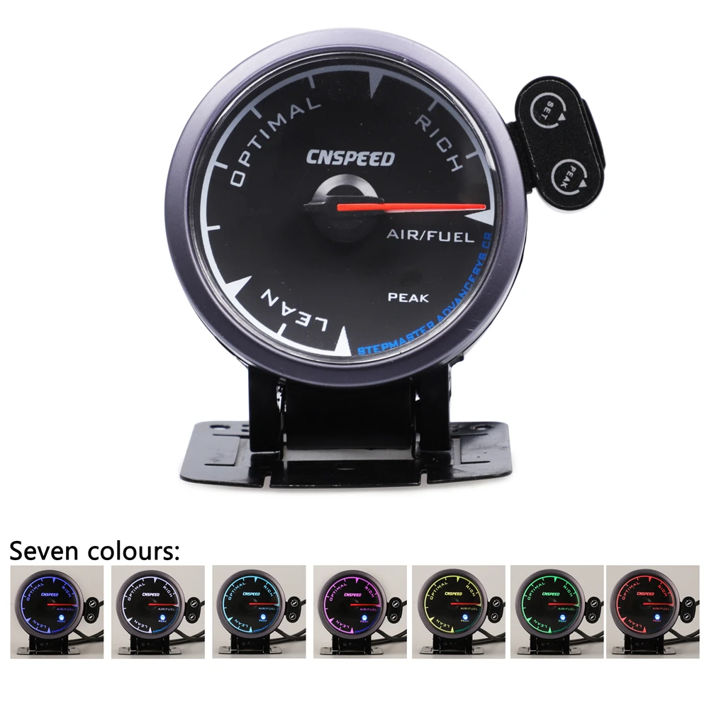 CNSPEED Shark pin 7 цветов LED 12 В Авто соотношение воздуха и топлива AFR измеритель черного