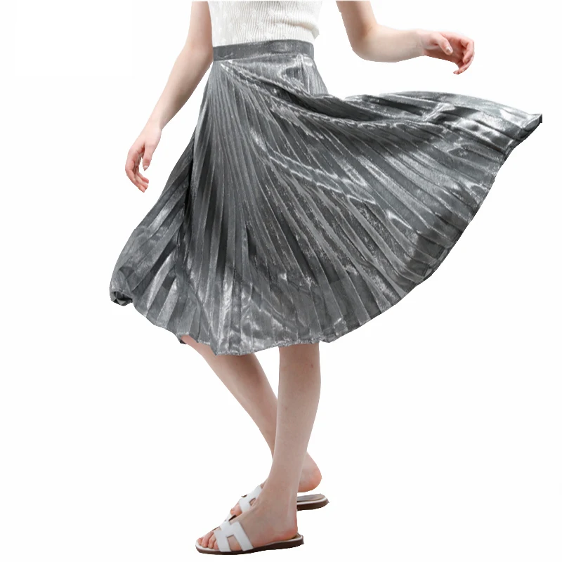 Женская плиссированная юбка Heydress длинная с широкой юбкой цвета золотого серебряного фиолетового синего