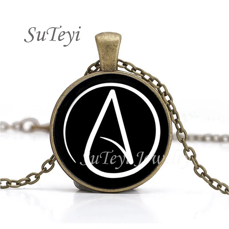 2021 Новое поступление атеистов атеизм символ ожерелье материализм стеклянный