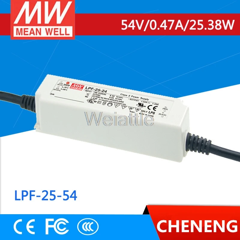

MEAN WELL оригинальный LPF-25-54 54V 0.47A meanwell LPF-25 54V 25,38 W одиночный выход LED Импульсный источник питания