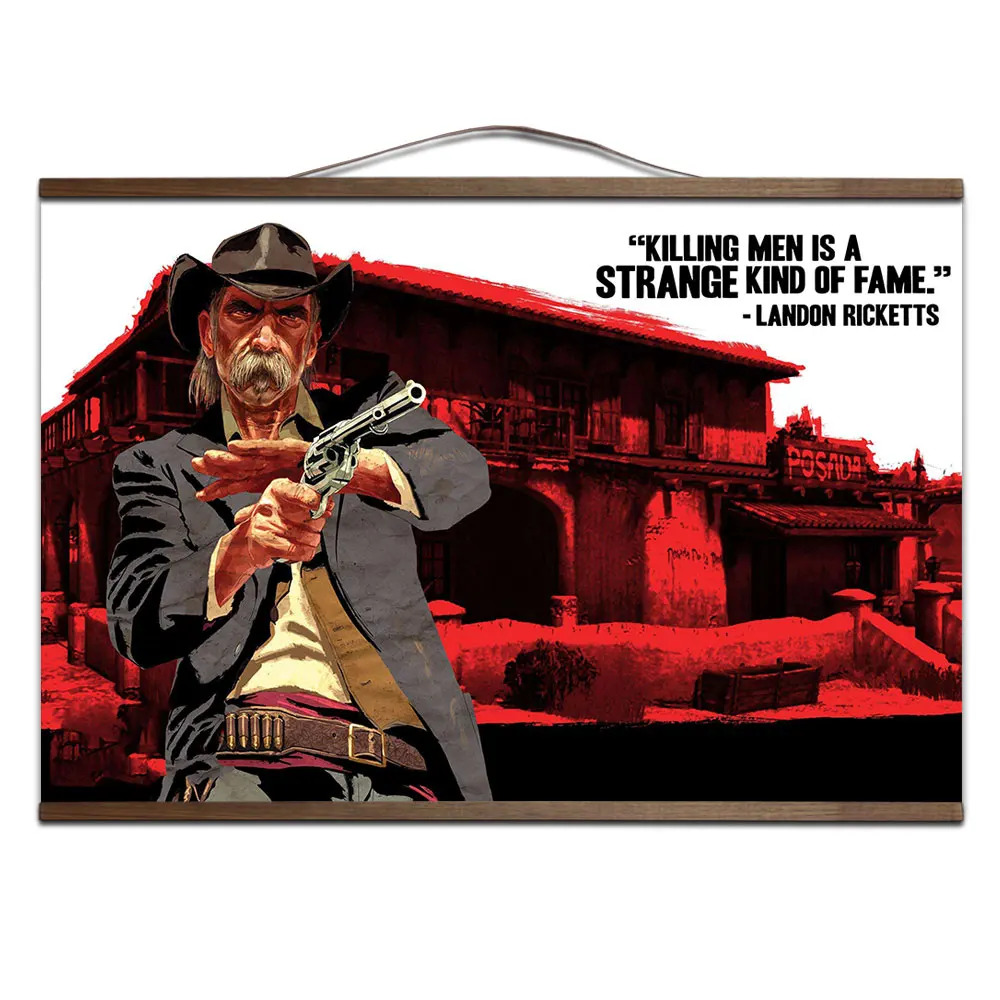 17 Красные изображения из фильма «Red Dead Redemption» 2 игры настенный расписной Холст плакат для домашний декор, плакаты с твердой деревянной подвеской прокрутки без рамки - Цвет: 17