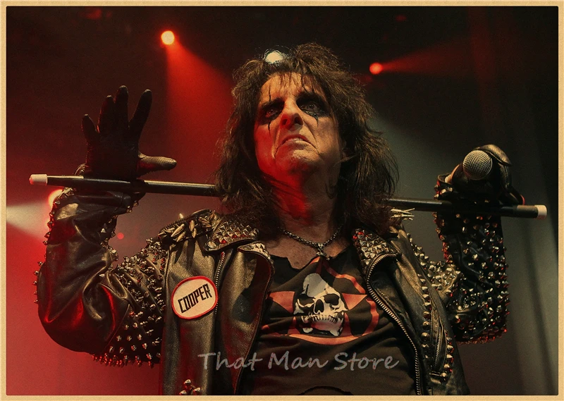 ROCK Alice Cooper retro Kraft Paper Poster vintage Wall Sticker Living Room Painting bar home pub cafe decor - Color: Coffee