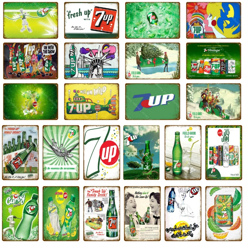 Винтаж 7 UP пиво плакат напиток 7up металлические оловянные знаки настенные стикеры бар паб кафе семейные украшения Ретро домашний декор искусство табличка