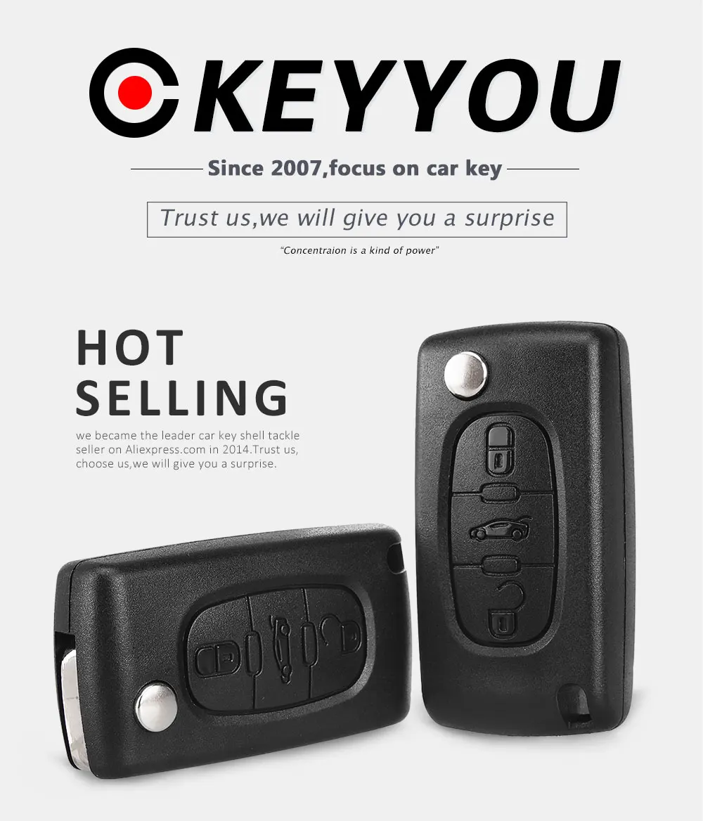 KEYYOU для peugeot 407 407 307 308 607 дистанционный ключ чехол в виде ракушки Обложка ключ 3 кнопки ключ чехол CE0523