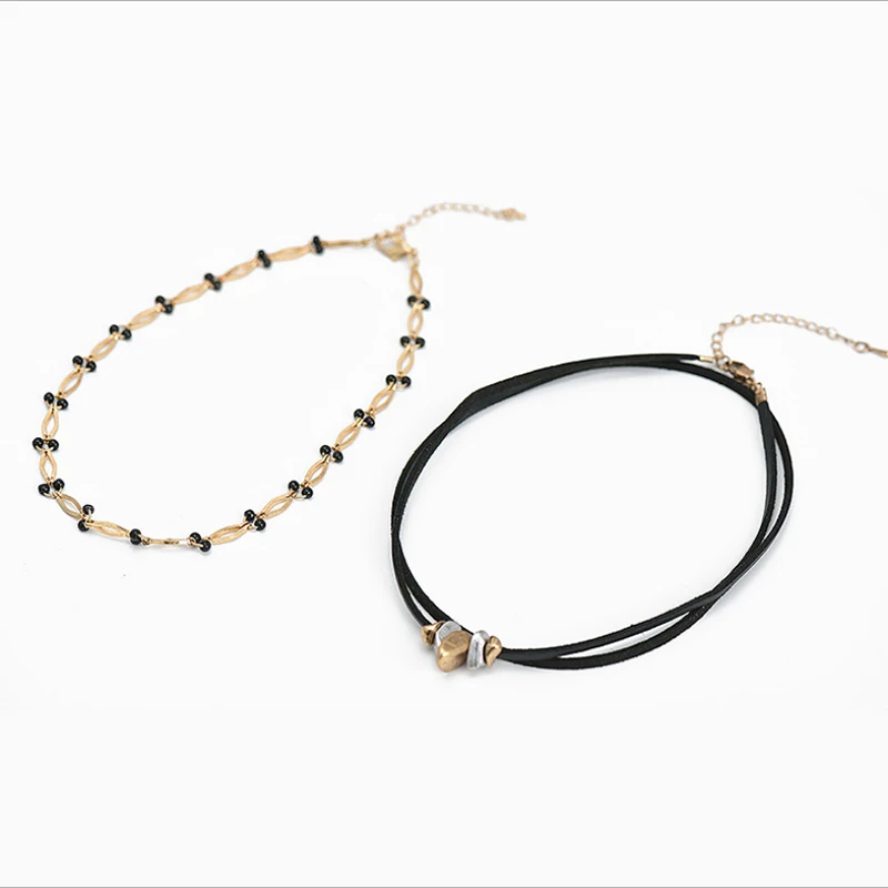 Amaiyllis Exquisite Layer Chains Choker Necklace For Women Ethnic 3 Pieces/Set Alloy Stone Beads Statement Chain Clavicle Collar | Украшения