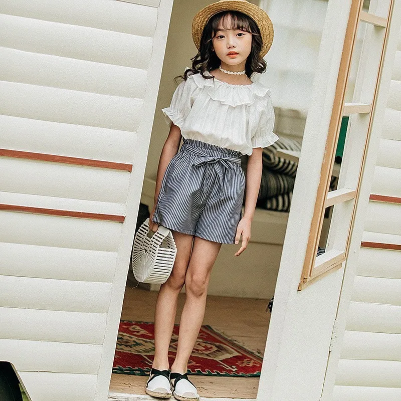 Комплекты одежды для больших детей лето 2019 хлопковый комплект девочек