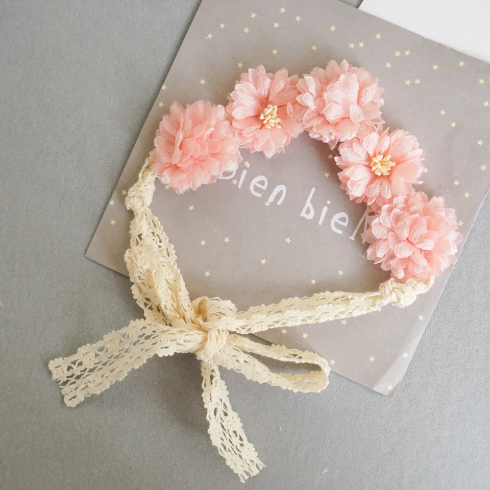5 Реквизит для фотосессии новорожденных; повязка для волос ручной работы с цветами и эластичной кружевной лентой; Вечерние и декоративные головные уборы - Цвет: 5