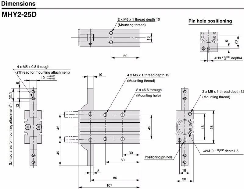 HFY MHY2 10D 16D 20D 25D пневматический Захват двойного действия SMC Y Тип 180 градусов угловой Стиль Алюминиевые зажимы диаметр 10-25 мм