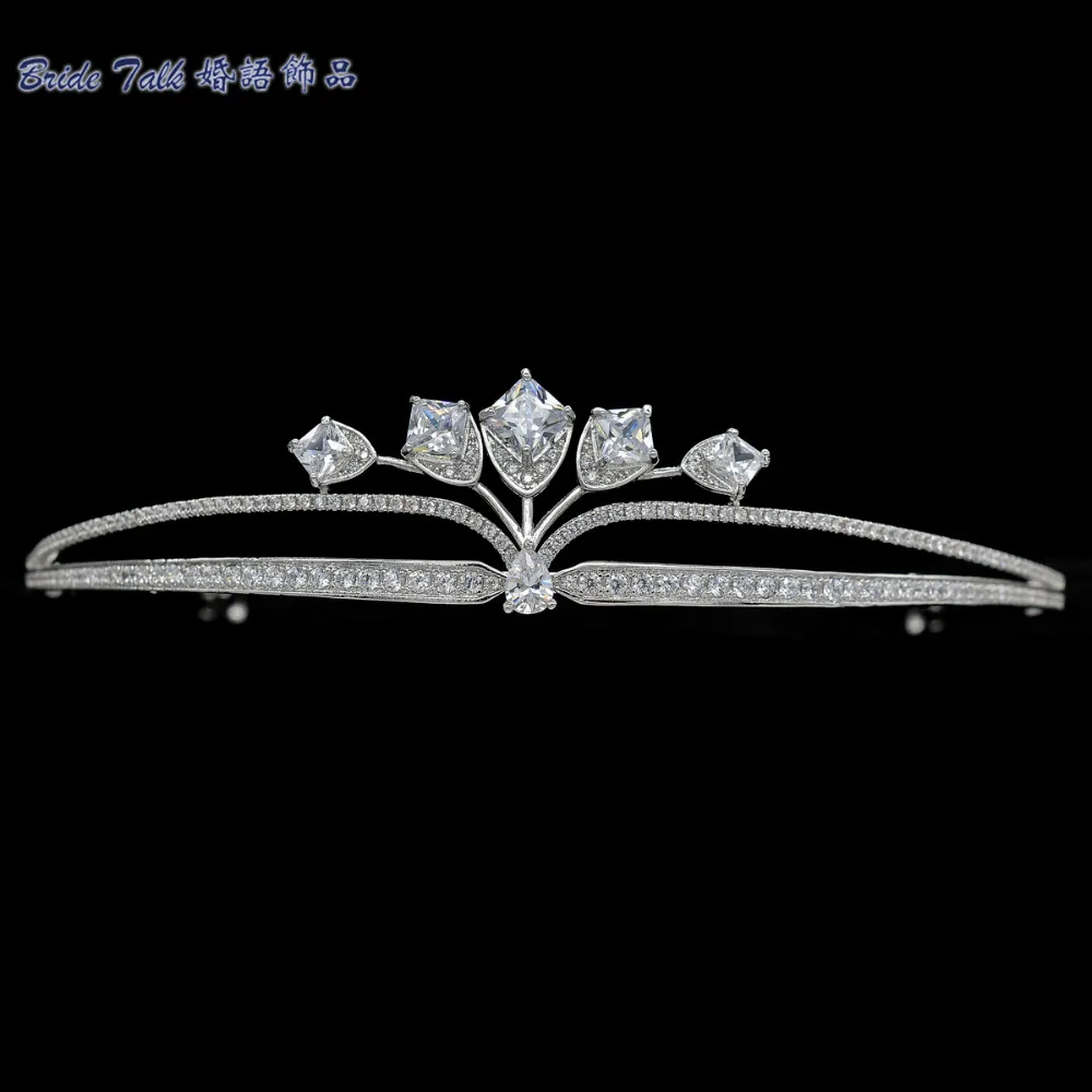 Ручная работа Pave CZ прозрачная тиара Свадебные украшения для волос аксессуары