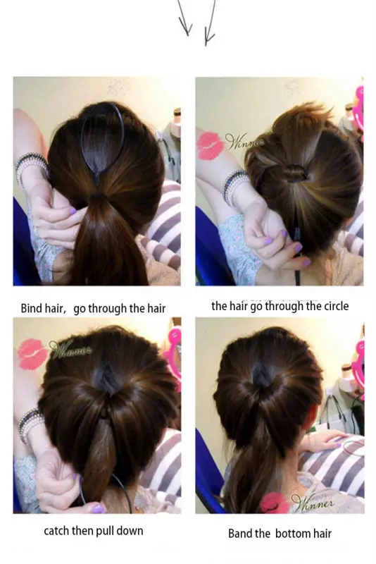 Набор инструментов для укладки # AD17040 4 шт. пластиковый конский хвостик