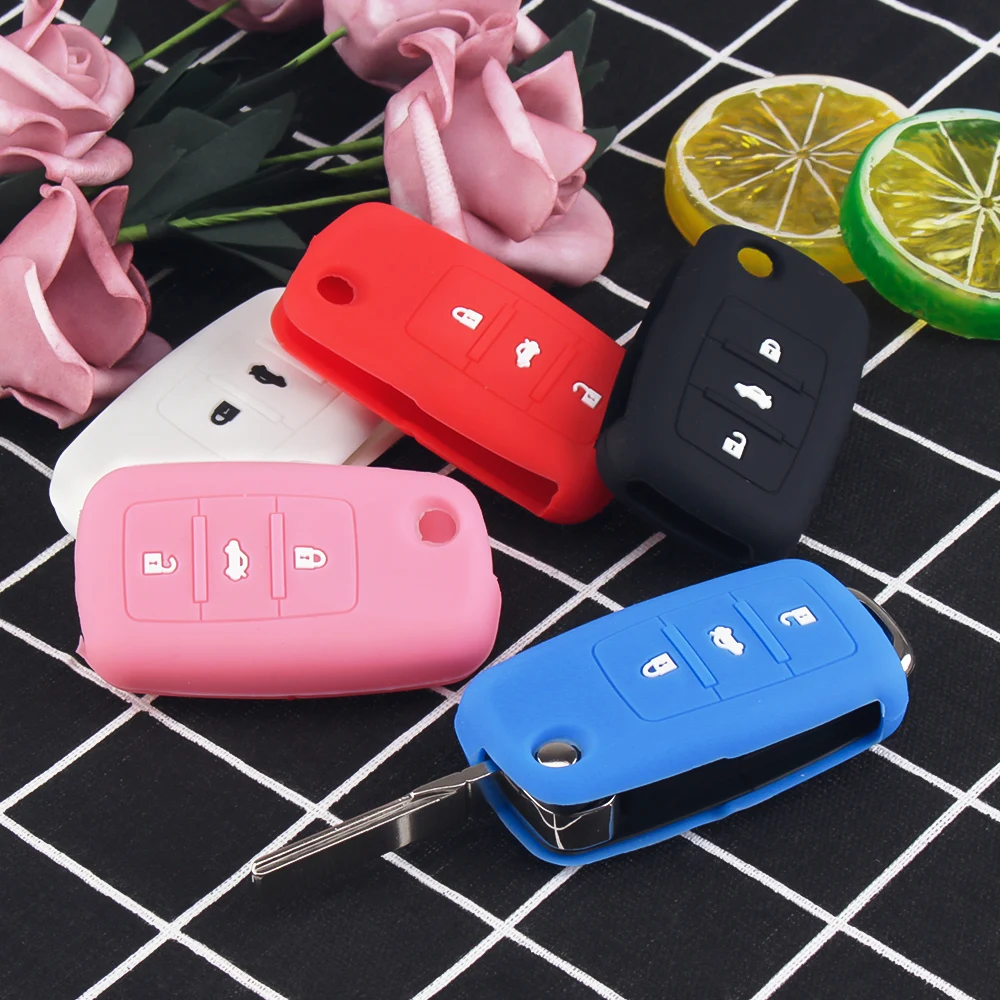 KEYYOU Hot Silicone Car Key Cover Case Shell Fob For VW Golf Bora Jetta POLO GOLF Passat Skoda Octavia A5 Fabia SEAT Ibiza Leon
