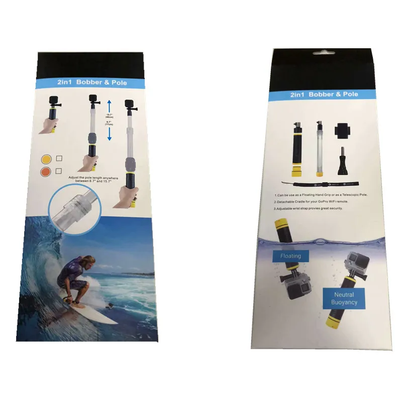 Прозрачный ручной водонепроницаемый селфи палка Divng плавающий монопод для GoPro Hero