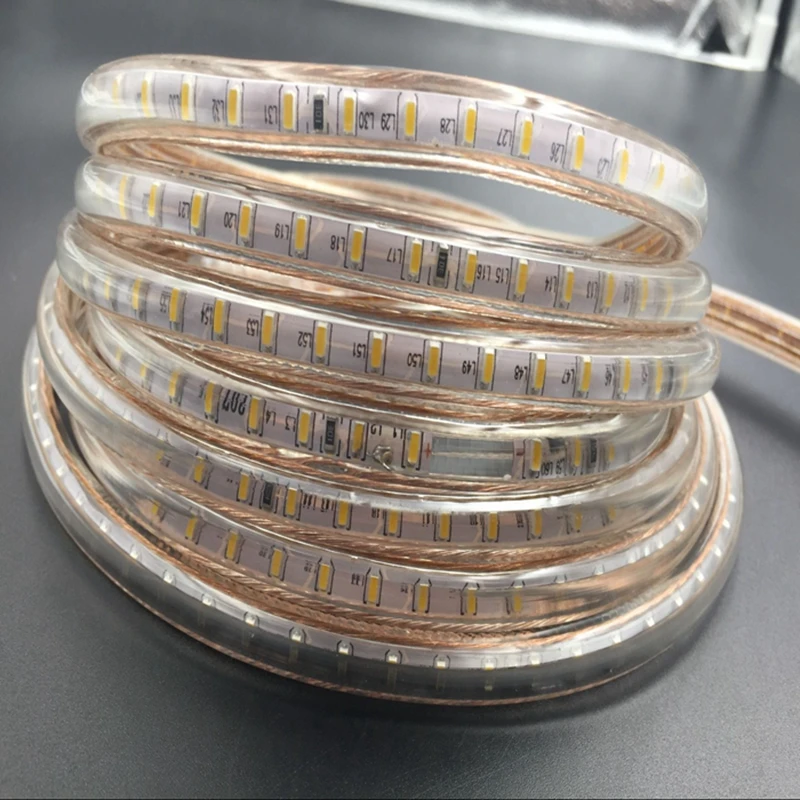 SMD 3014 Светодиодный ленточный светильник 120 светодиодный s/M IP67 Водонепроницаемый светодиодный ленточный веревочный светильник s для освещения Рождественского украшения AC220V