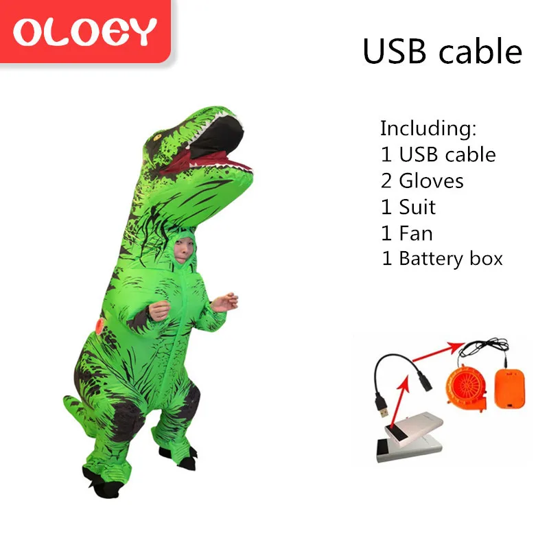 Надувной костюм Oloey для взрослых и детей, костюм динозавра T REX, карнавальный костюм с героями мультфильмов, нарядное платье, маскарадный костюм Пурим, комбинезон# TRex004
