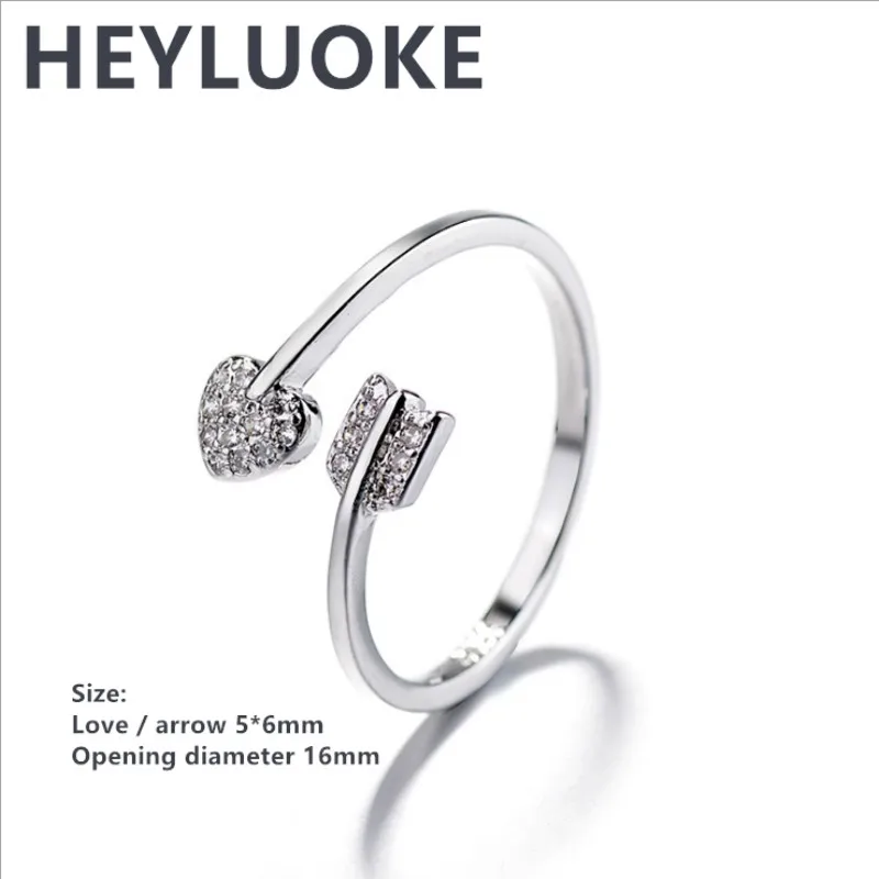 

2019 Real Ring New Arrived Genuine Rings 3aaa Stones Heart Shape & Arrow-tail Design Adjustable Finger For Women