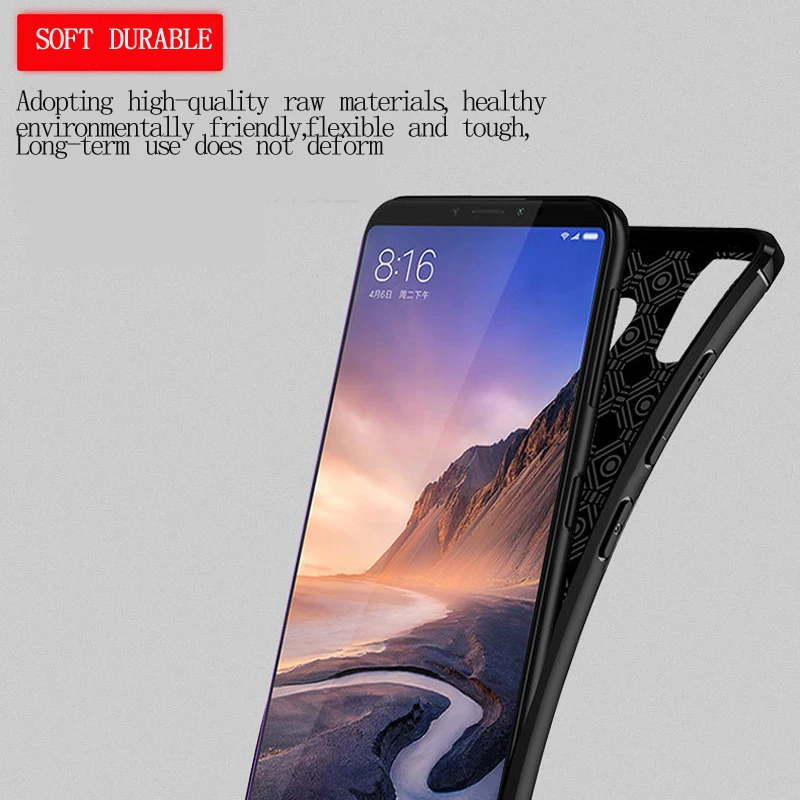 Для Xiaomi Mi Max3 Чехол кожаный с узором Личи TPU ультра тонкий задний Мягкий Funda Coque